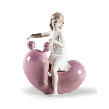 My Seesaw Balloon Girl Figurine Pink