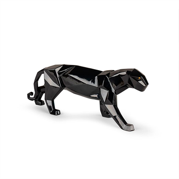 Panther Figurine Glazed Black