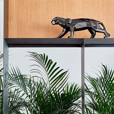 Panther Figurine Glazed Black