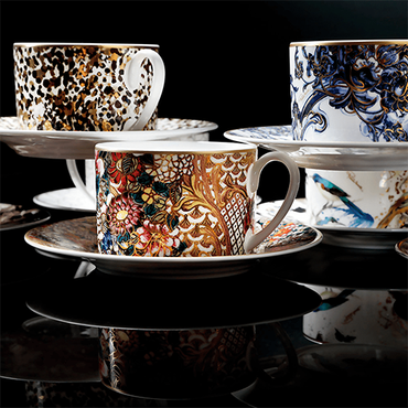 Golden Flowers Tea Cup And Saucer Set X 2