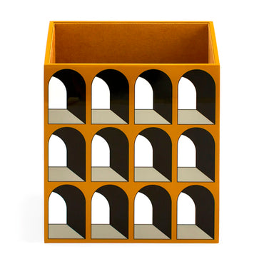 Arcade Lacquer Wastebasket Ochre