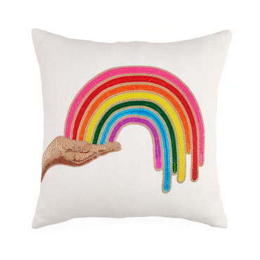 Rainbow Hand Beaded Pillow