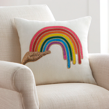 Rainbow Hand Beaded Pillow