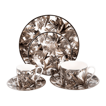 Roberto Cavalli Tazas TROPICAL JUNGLE TEA CUP AND SAUCER SET WHITE