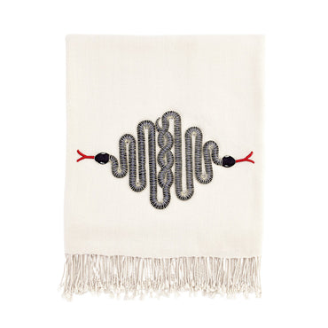 Snake Embellished Merino Wool Throw
