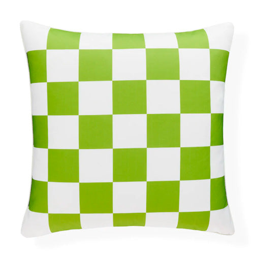 Checkerboard Outdoor Pillow Blue and Green