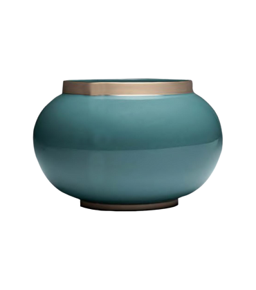 Florero Gudo Verde Vintage Borde Dorado