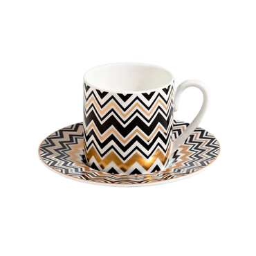 Zig Zag Gold Coffee Cup Set x 2