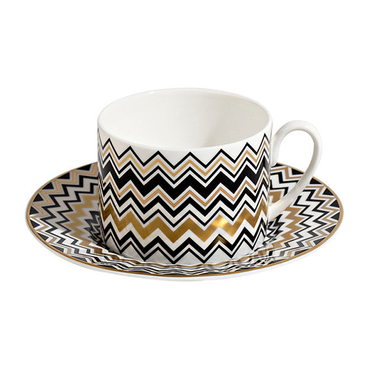 Zig Zag Gold Tea Cup Set x 2