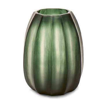 Koonam M Grey - Guaxs florero en verde grisáceo, vidrio soplado y tallado a mano - Karím Chaman Boutique