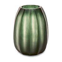 Koonam M Grey - Guaxs florero en verde grisáceo, vidrio soplado y tallado a mano - Karím Chaman Boutique