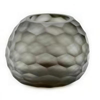 Somba Tealight Indigo Smoke - Guaxs portavela en gris índigo, vidrio soplado y tallado a mano - Karím Chaman Boutique