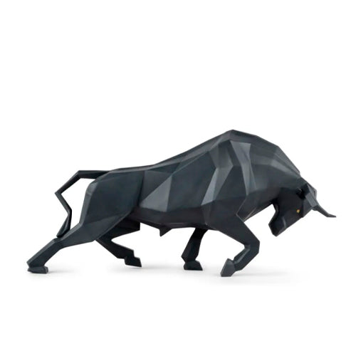 Bull Matte Black Sculpture