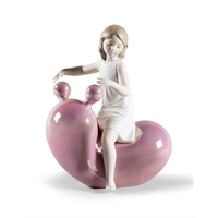 My Seesaw Balloon Girl Figurine Pink