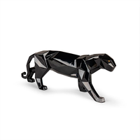 Panther Figurine Glazed Black