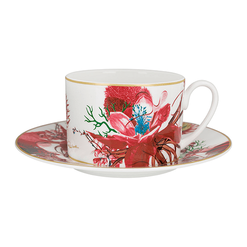 Flowers Tea Cup And Saucer Set X 2