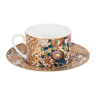 Golden Flowers Tea Cup And Saucer Set X 2