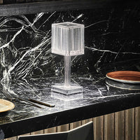 Gatsby Table Lamp Led White Battery Glass