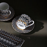 Zig Zag Gold Coffee Cup Set x 2