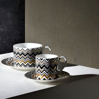Zig Zag Gold Tea Cup Set x 2