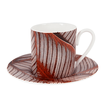 Roberto Cavalli Tazas PARADISE FOLIAGE COFFEE CUP AND SAUCER SET RED
