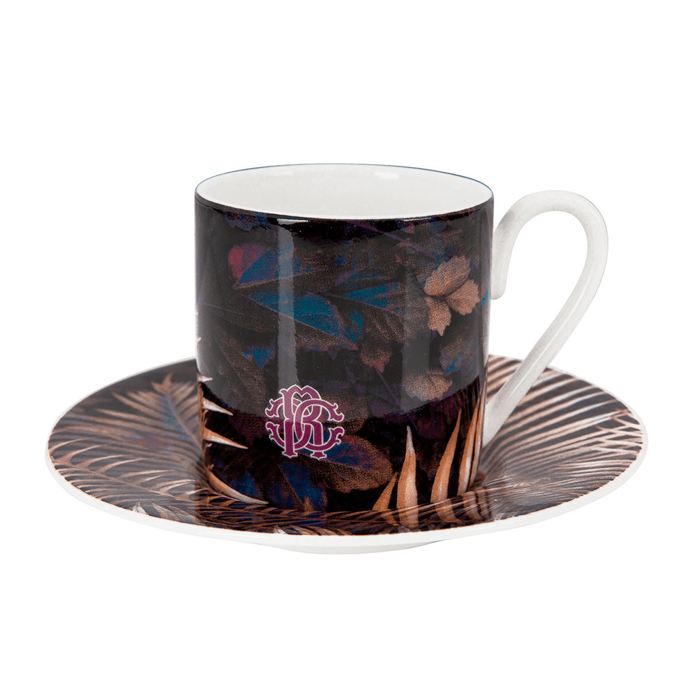 Roberto Cavalli Tazas PARADISE FOLIAGE COFFEE CUP AND SAUCER SET RED x 2